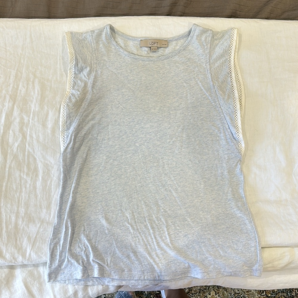 LOFT Sleeveless Top With Flutter Detail